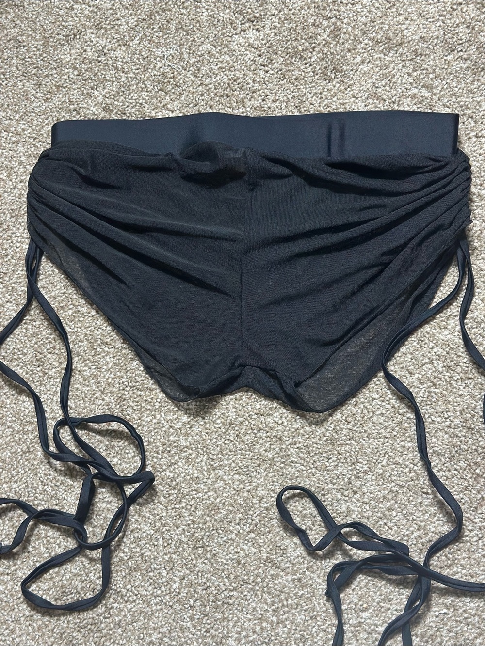 Black Women’s Ruched Swim Coverup Shorts with Side Ties
